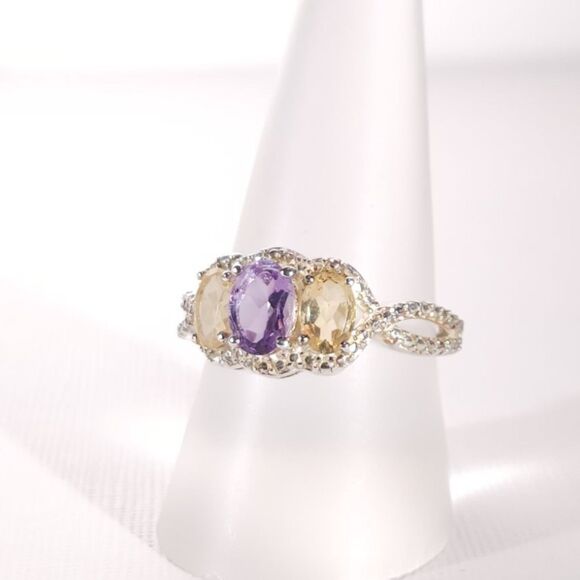 Bolivian Amethyst and Brazilian Citrine in Sterling Silver Size 9 - Picture 8 of 13